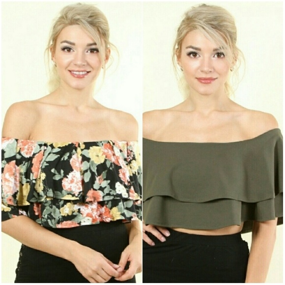 SOLD 🆕️Floral Ruffled Crop Top Sz Small 2-4 - Picture 3 of 6